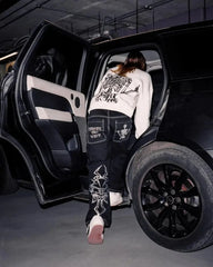 Hip Hop Y2K Jeans Mens  Retro Skull Embroidery Washed Women's Denim Pants New Straight Casual Loose Wide Leg Trouser Streetwear