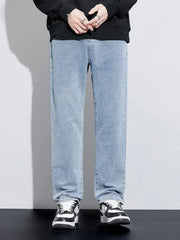 New Autumn Men's Baggy Jeans High Street Fashion Wide Legs Denim Trousers Straight Comfortable Casual Male Pants Streetwear