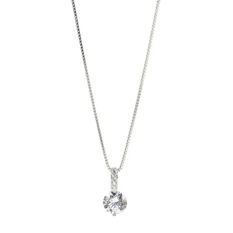 Sterling Silver Round Zircon Necklace