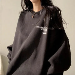 2024 Spring Autumn Women Sweatshirts Long Sleeve Oversized Hoodies Casual Letter Print Loose Pullovers Tops Harajuku Streetwear