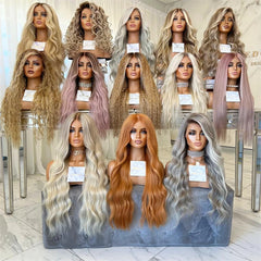 Synthetic Lace Front Wig Blonde Wigs for Woman Lady Deep Wave Lace Front Wigs Caramel Golden Blonde Wig Glueless Cosplay Sale