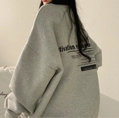 2024 Spring Autumn Women Sweatshirts Long Sleeve Oversized Hoodies Casual Letter Print Loose Pullovers Tops Harajuku Streetwear