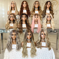 Synthetic Lace Front Wig Blonde Wigs for Woman Lady Deep Wave Lace Front Wigs Caramel Golden Blonde Wig Glueless Cosplay Sale