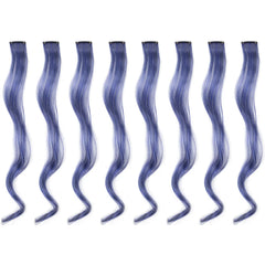 20 Inch Colourful Curly Wavy Party Highlights Clip in Synthetic Hairpieces 8 Pack Curly Colored Hair Extensions for Women