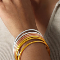 5pcs/set Stainless Steel Bracelet Bangles For Women 18K Gold Plated Waterproof No Tarnish Women's Minimalist Bracelets Bangle