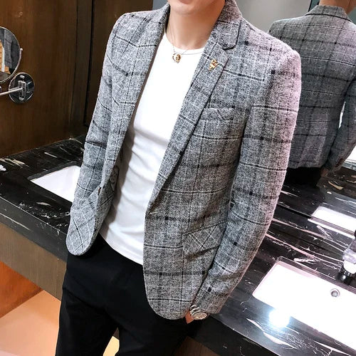 Men's Casual Plaid Suit