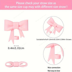 3Pcs Bow Straw Cap Covers Toppers Accessories for Stanley Cups Reusable Cute Silicone Straw Tips Water Bottle Protective Boot