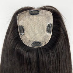 150% Density Human Hair Topper Silicon Skin Base Hairpieces with PU around  Remy Hair Silky Straight Skin Top Hair Toupee