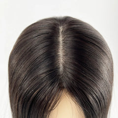 150% Density Human Hair Topper Silicon Skin Base Hairpieces with PU around  Remy Hair Silky Straight Skin Top Hair Toupee