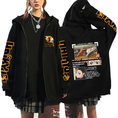Haikyuu Japan Anime Zip Up Hoodie Karasuno High School Hooded Men Women Sweatshirts Harajuku Autumn Winter Zipper Pullover