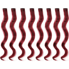 20 Inch Colourful Curly Wavy Party Highlights Clip in Synthetic Hairpieces 8 Pack Curly Colored Hair Extensions for Women
