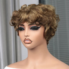 Short Human Hair  Pixie Cut Wig