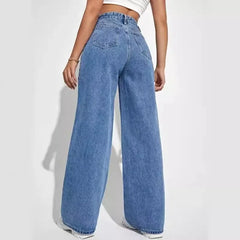 Women Mom Jeans Denim Y2k Pants Wide Leg Long Pant High Waist Loose Casual Straight Trousers Elegant Streetwear Autumn Winter