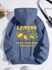 Premium Fresh Lemons Hoodies Womens Fruit Printing Sweatshirts Warm Fleece Tops Soft Comfortable Pullovers Casual Female Clothes