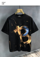 Supzoom New Arrival Summer High Street Splash Ink Printing Neutral O-neck Casual Heavy Texture Cotton Ins Loose Men T shirt