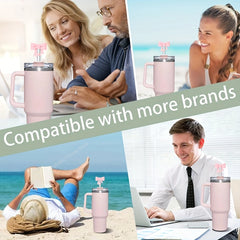 3Pcs Bow Straw Cap Covers Toppers Accessories for Stanley Cups Reusable Cute Silicone Straw Tips Water Bottle Protective Boot
