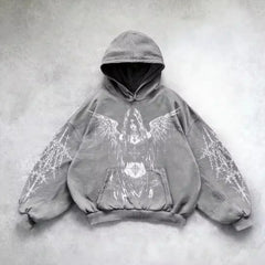 Y2K Fashion Hoodie New Gothic Oversize Pattern Print Embroidery Zipper Hoodie Coat Womens Loose Sweatshirt Couple Casual Hoodie