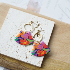 Trendy Fashion Rose Floral Dangle Pendant Enamel With Metal Parts Handmade Polymer Clay Earrings Sets Women's Accessories Gifts